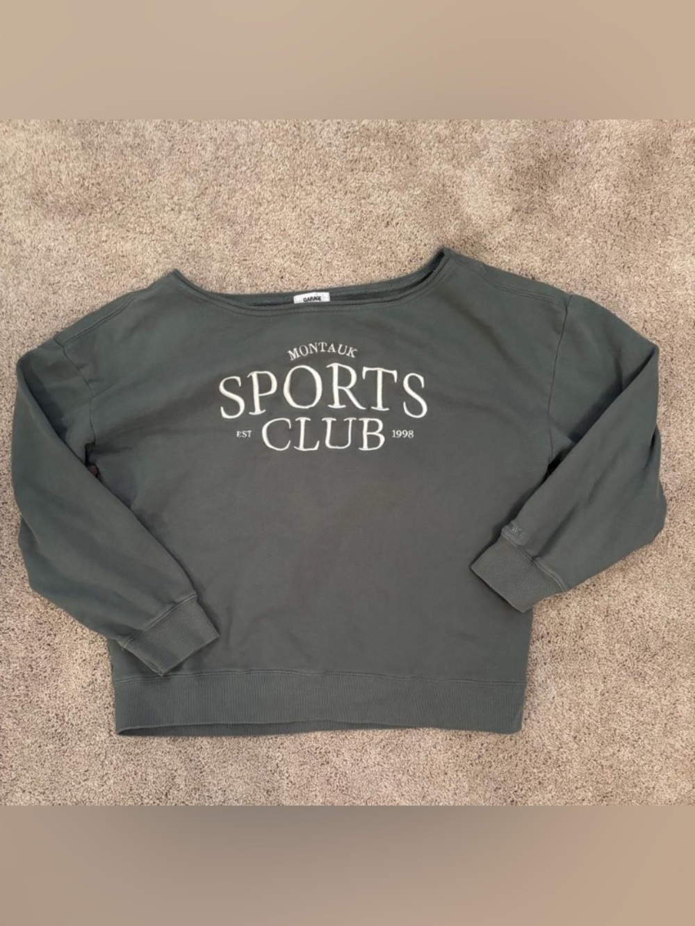 Garage Montauk Sports Club Sweatshirt - Olive Green with White Logo
